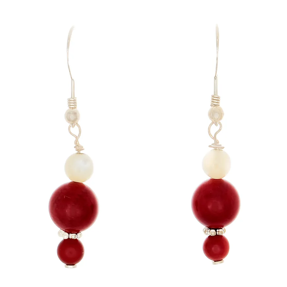 Coral & Cream Ulexite on French Wire Earrings