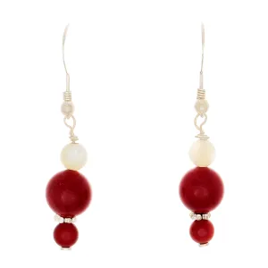 Coral & Cream Ulexite on French Wire Earrings