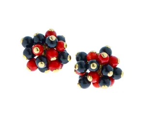Coral & onyx earrings