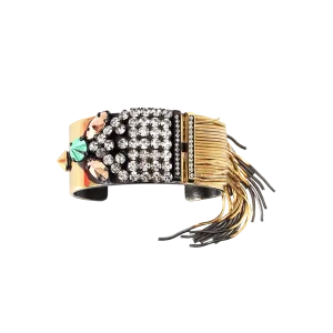 Crystal And Stud Fringe Cuff