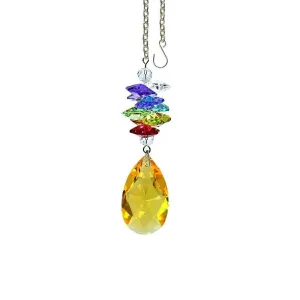 Crystal Ornament Light Topaz Crystal Almond Prism Colorful Swarovski Crystals 3-1/2-inch