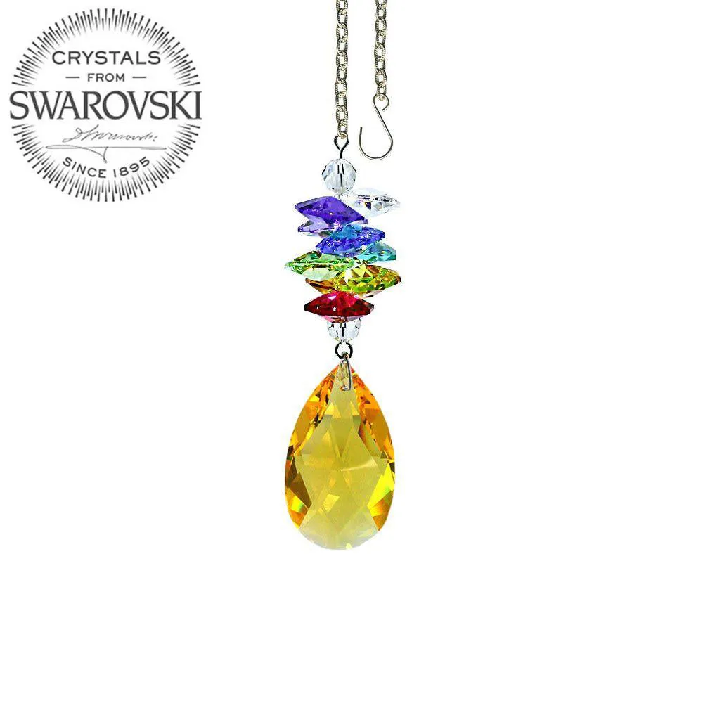 Crystal Ornament Light Topaz Crystal Almond Prism Colorful Swarovski Crystals 3-1/2-inch