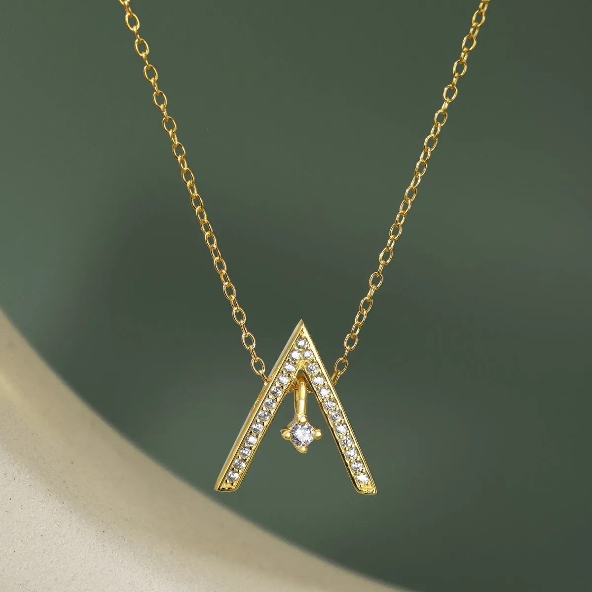 Crystal Triangle Pendant Geometric Necklace