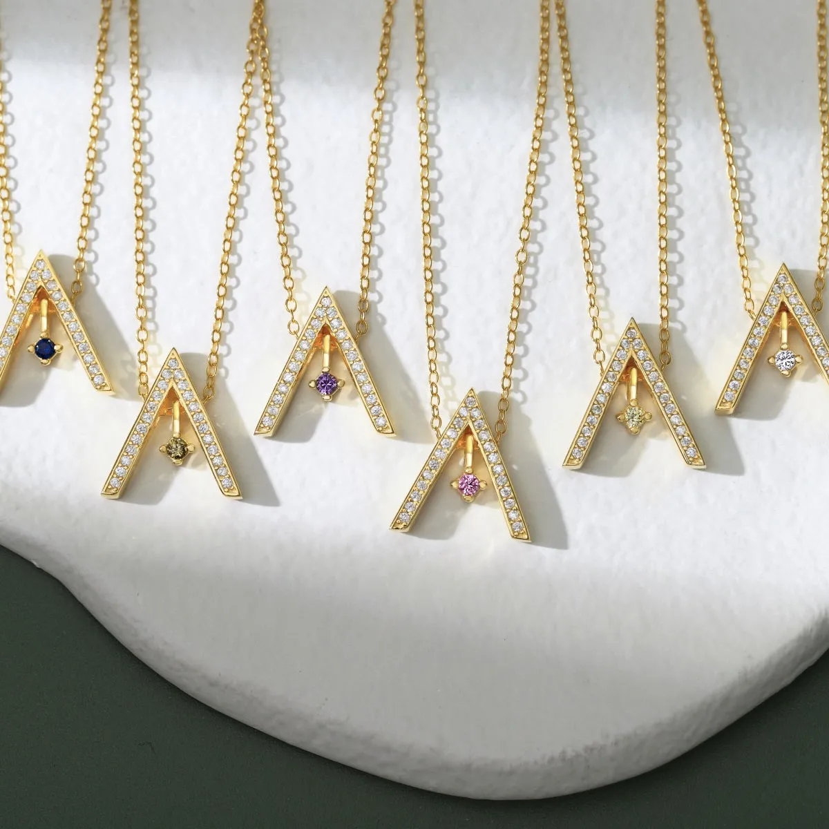 Crystal Triangle Pendant Geometric Necklace