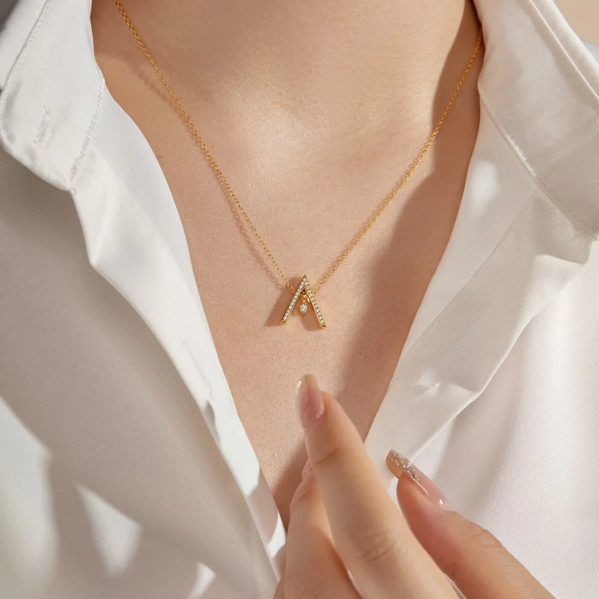 Crystal Triangle Pendant Geometric Necklace