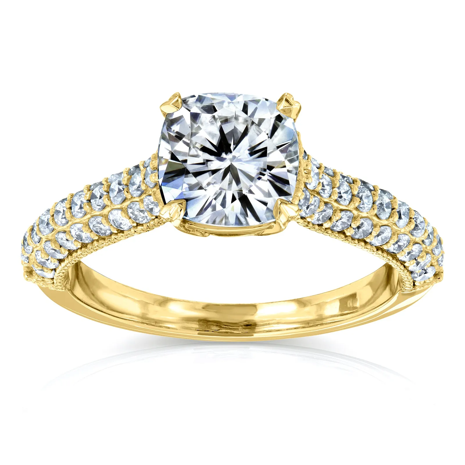 Cushion Moissanite & Micro-Prong Diamonds