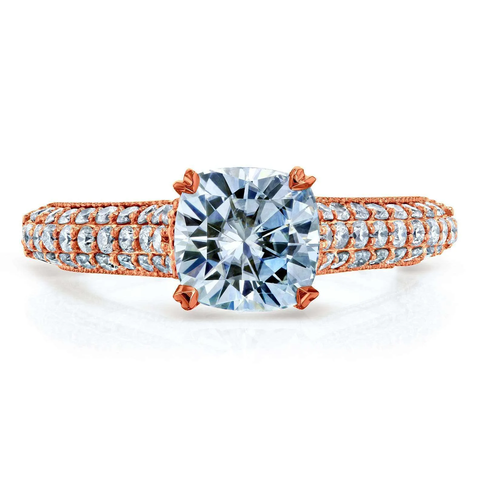 Cushion Moissanite & Micro-Prong Diamonds