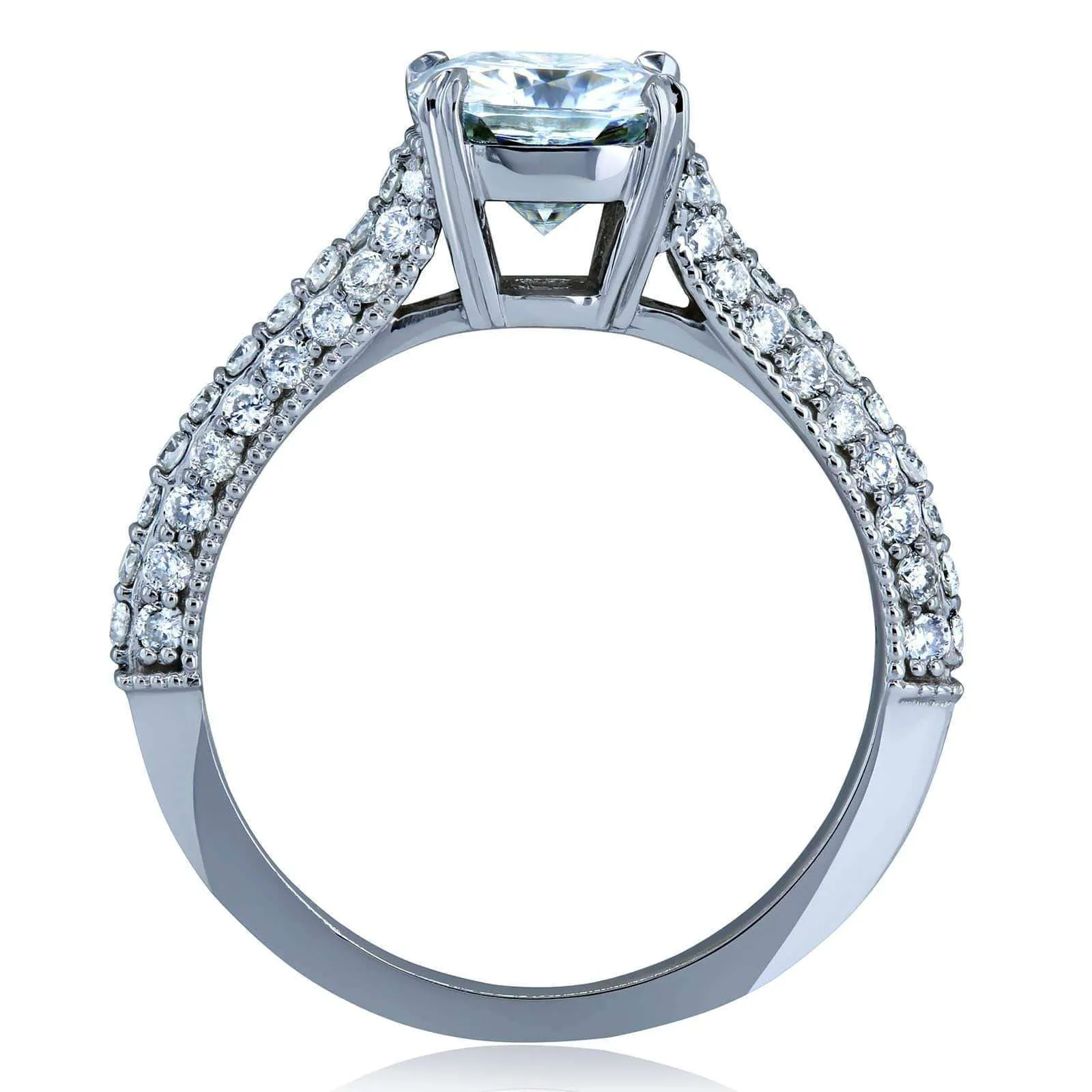 Cushion Moissanite & Micro-Prong Diamonds