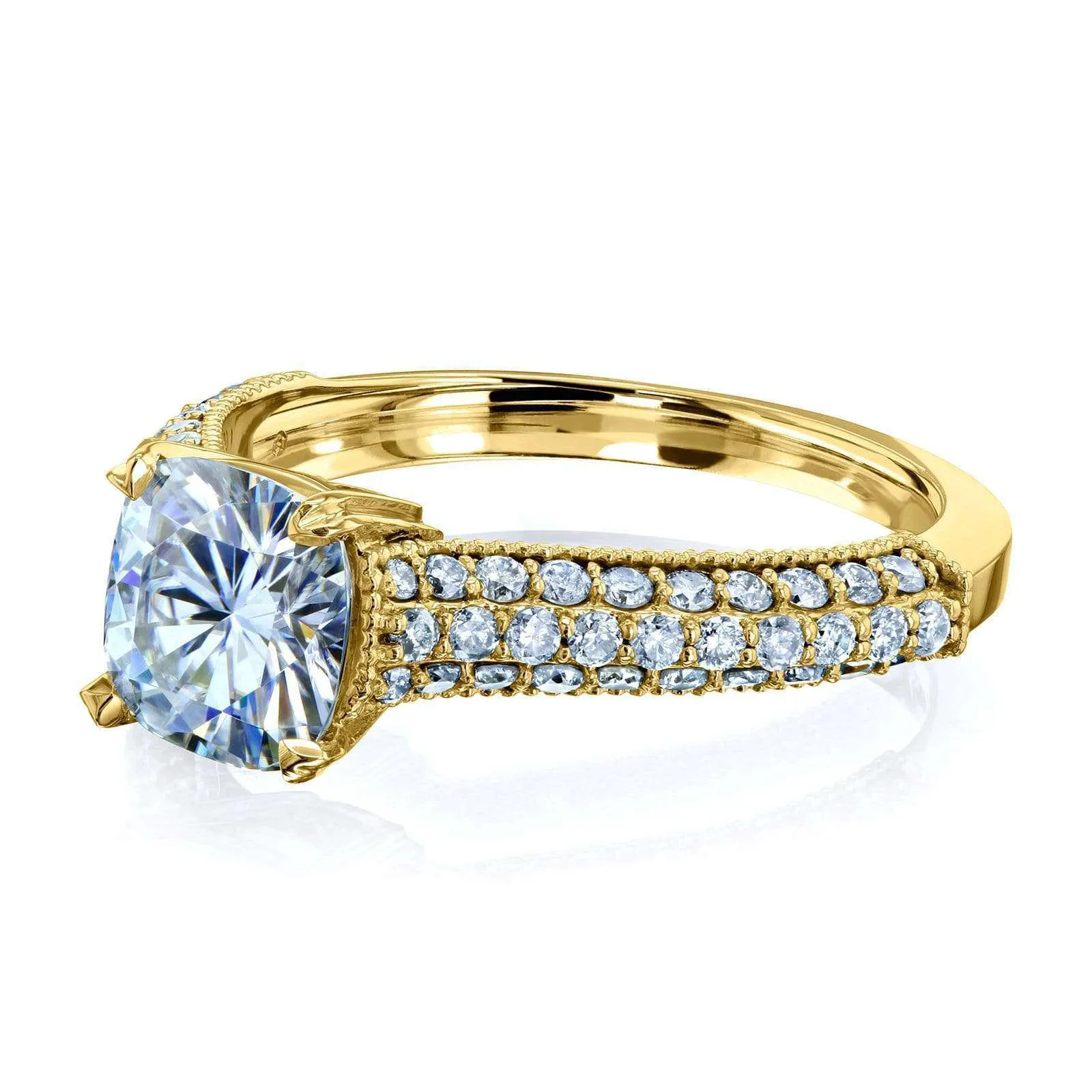 Cushion Moissanite & Micro-Prong Diamonds