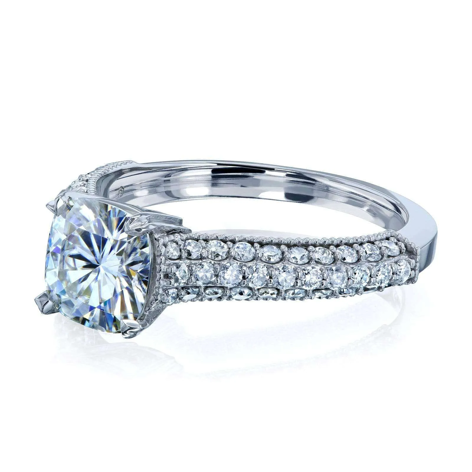 Cushion Moissanite & Micro-Prong Diamonds