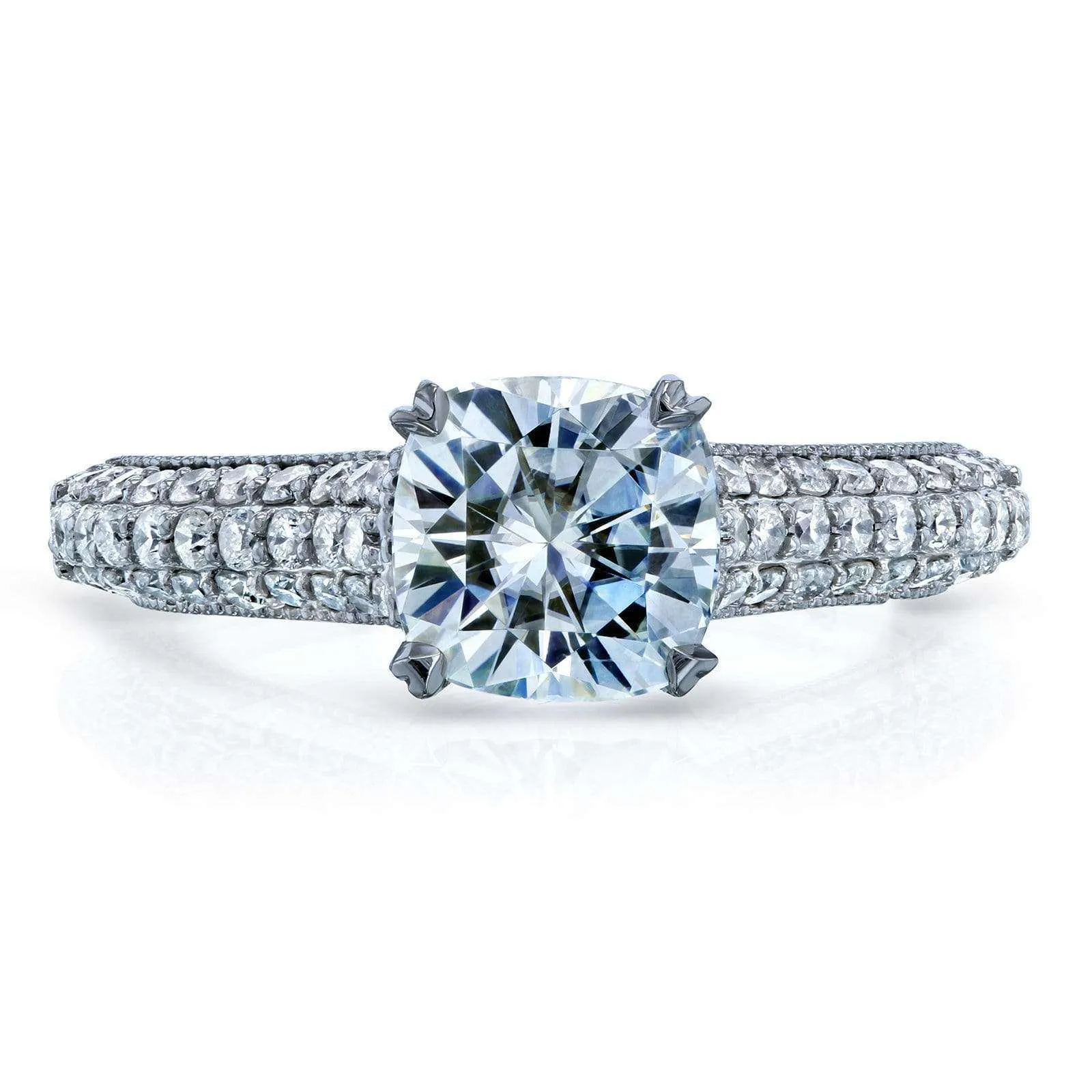 Cushion Moissanite & Micro-Prong Diamonds