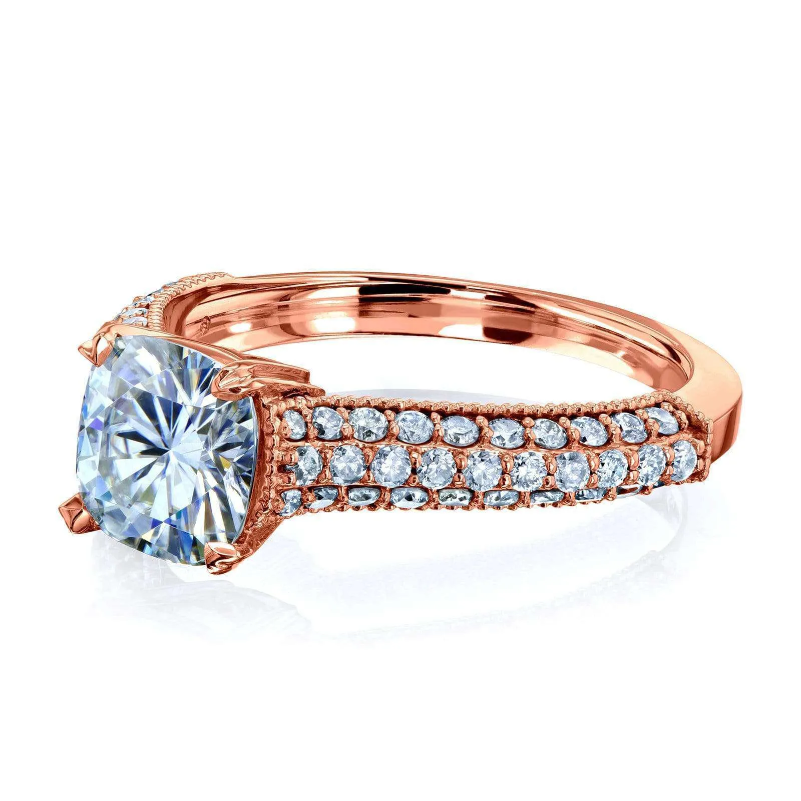 Cushion Moissanite & Micro-Prong Diamonds