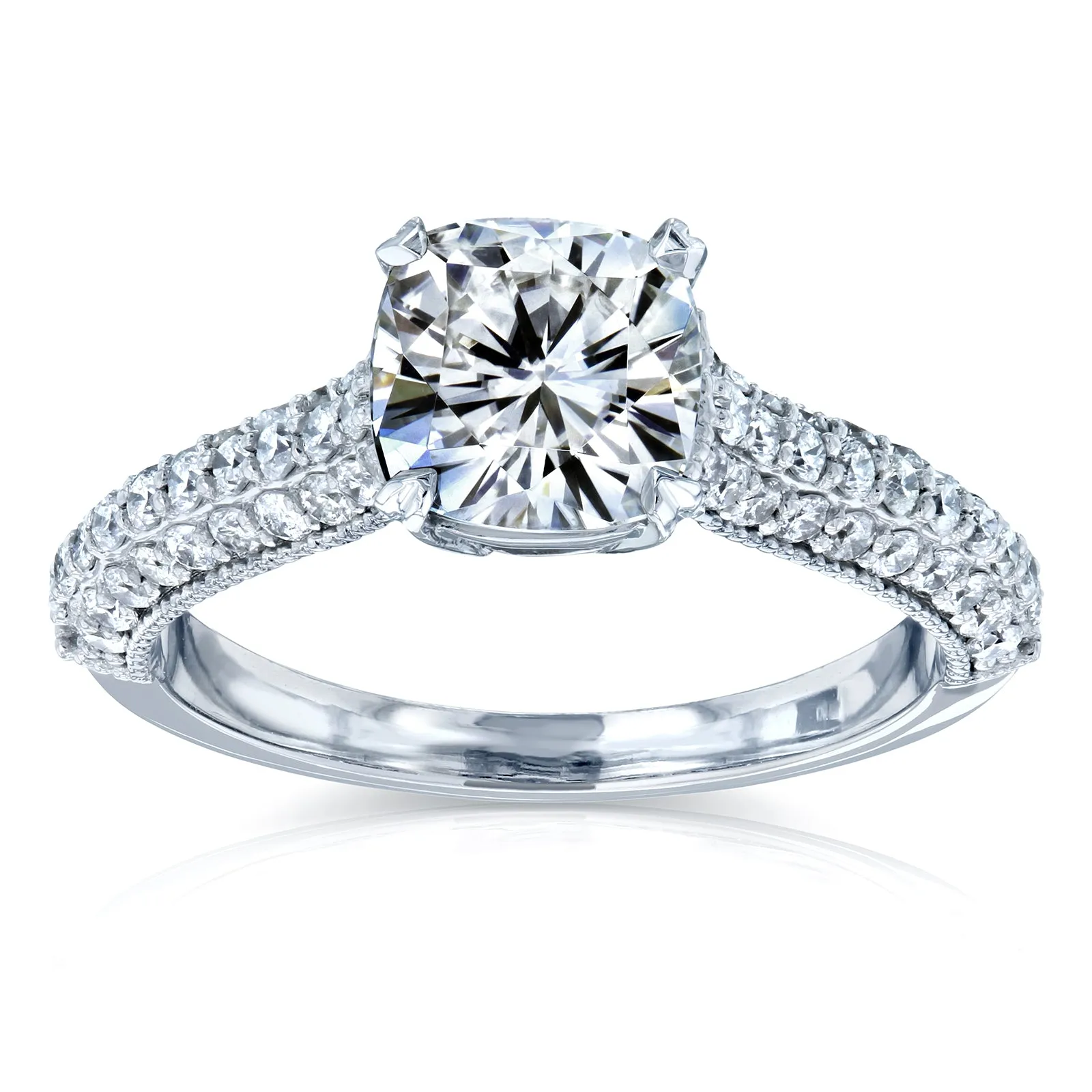 Cushion Moissanite & Micro-Prong Diamonds