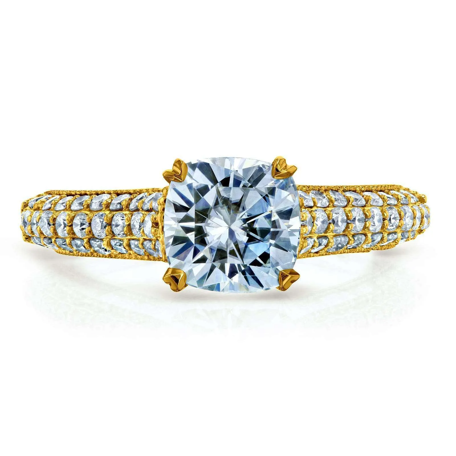 Cushion Moissanite & Micro-Prong Diamonds