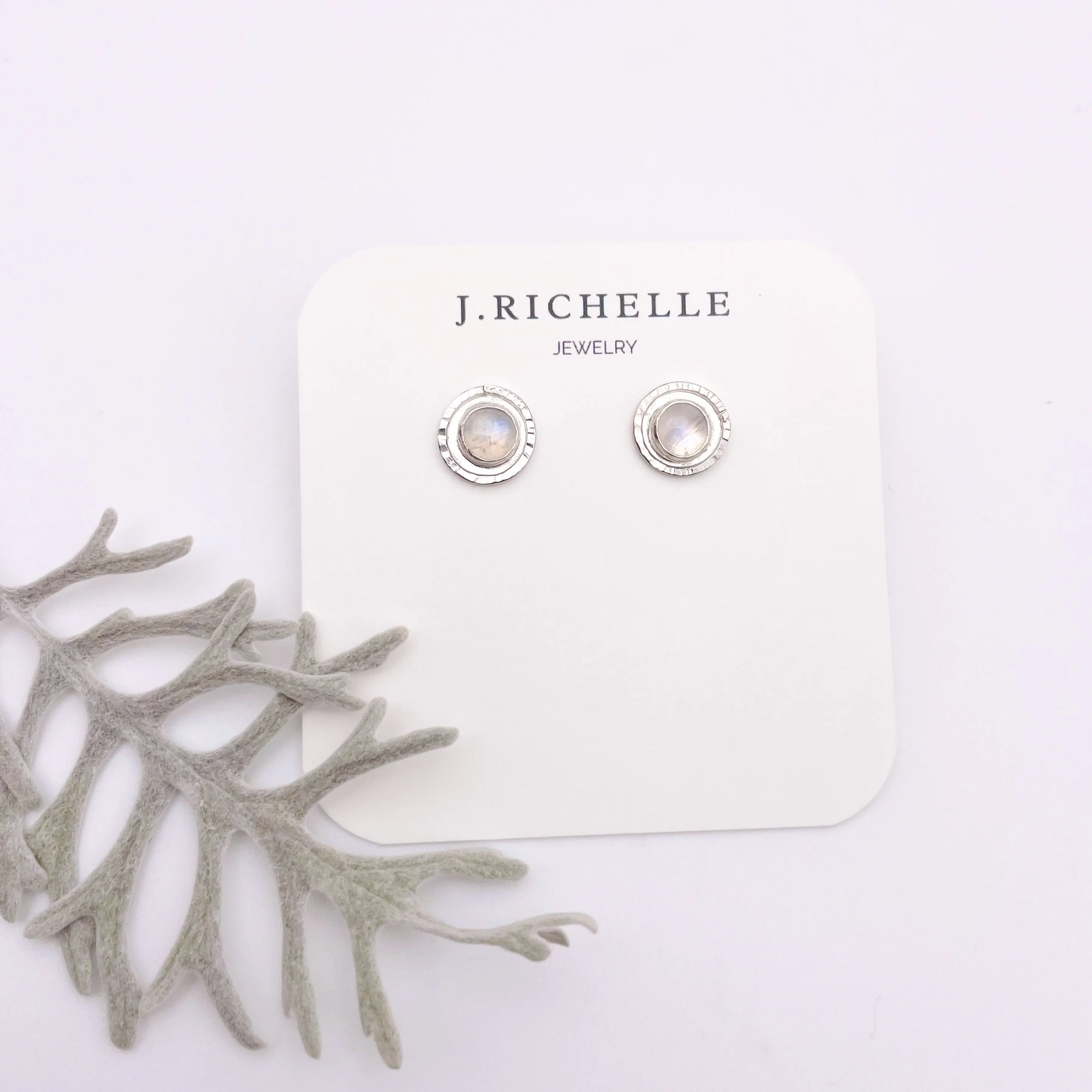 Dainty Moonstone Stud Earring