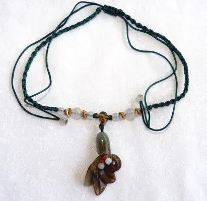 Deep Green Burmese Jadeite Lily PNecklace (JHNECK-50)