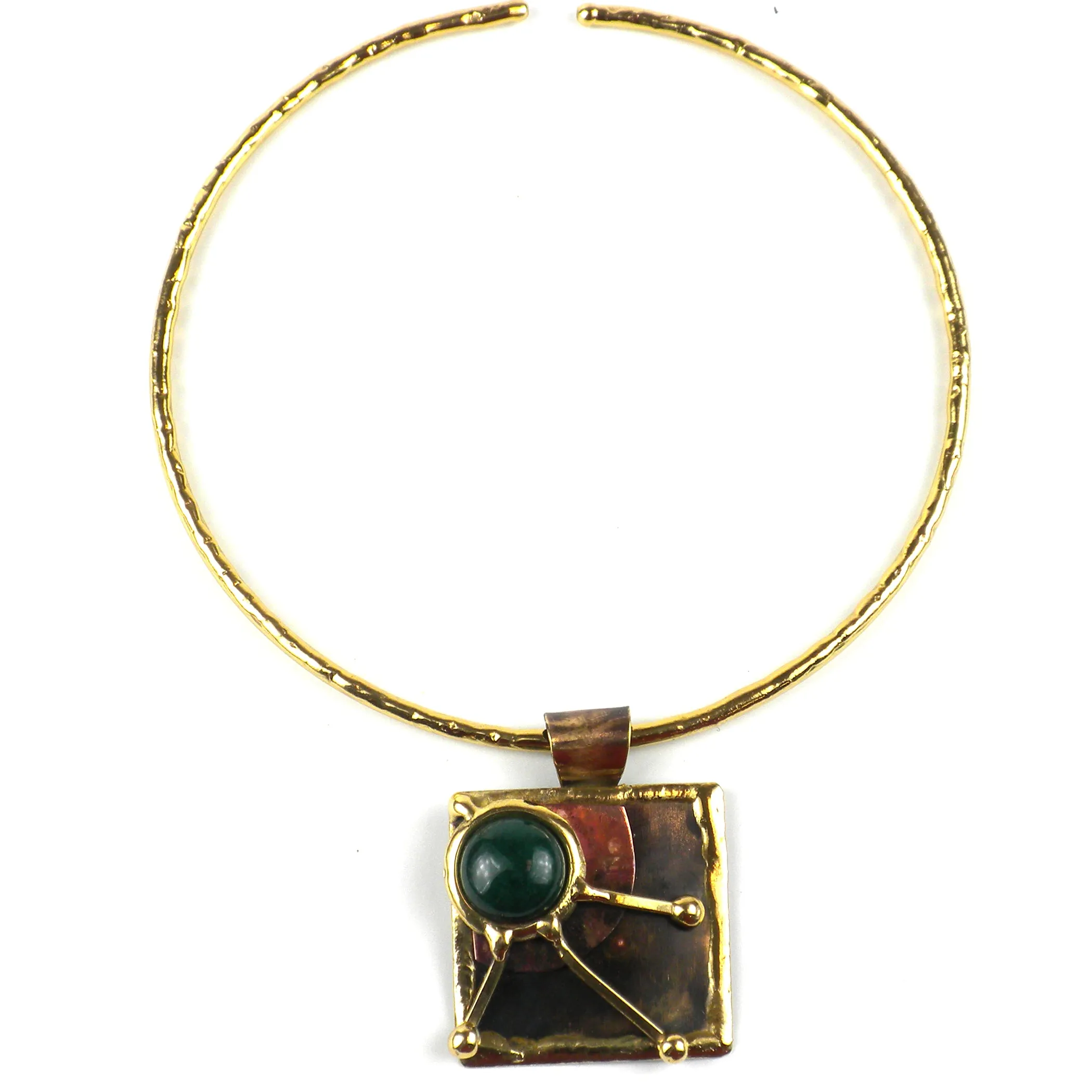 Deep Green Rays Brass Pendant Necklace Brass Images