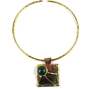 Deep Green Rays Brass Pendant Necklace Brass Images