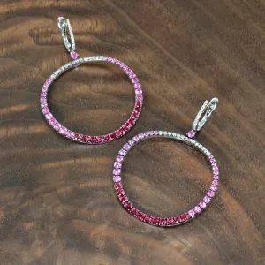 Delicious Pink Sapphire And Ruby Hoops With Diamonds