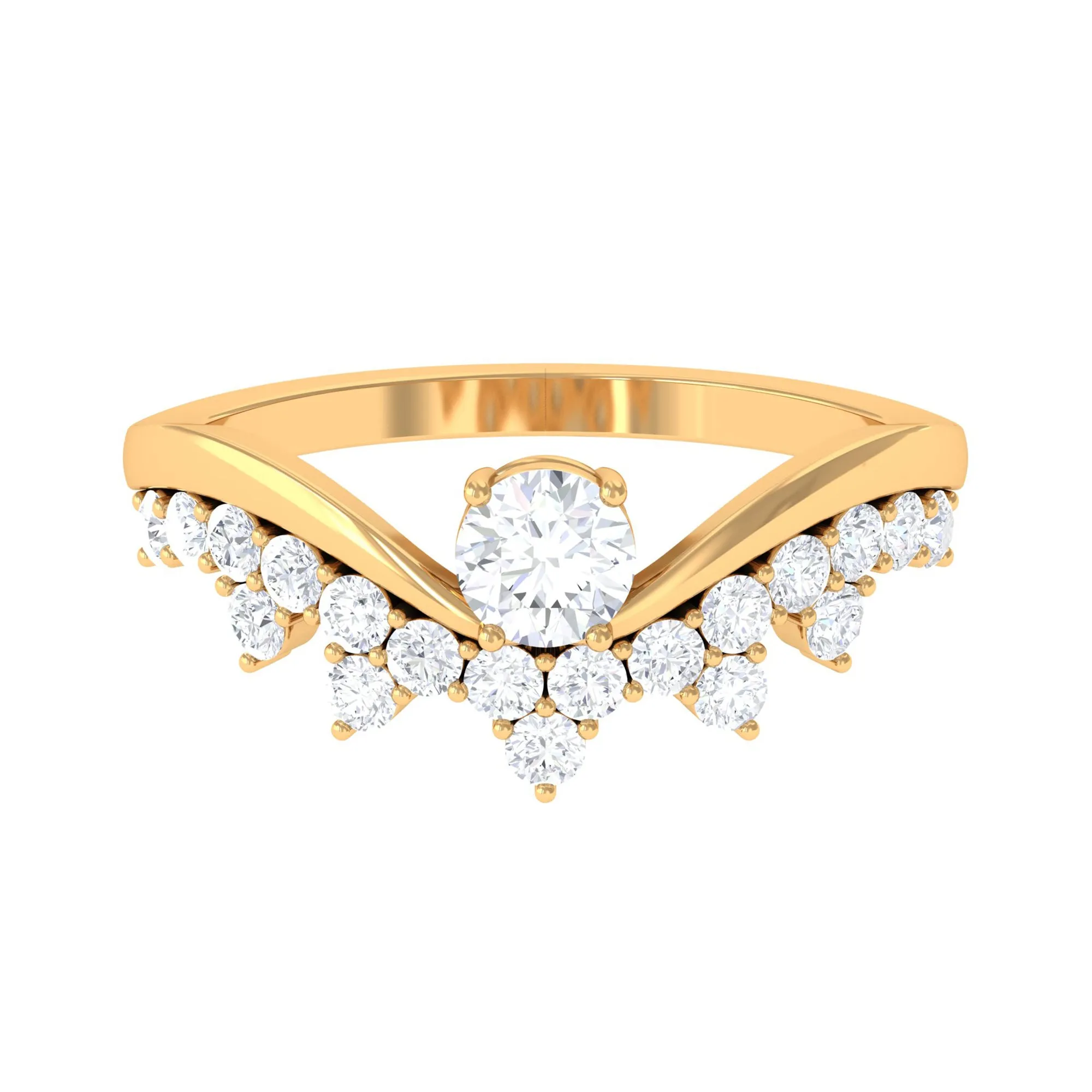 Designer Moissanite Curved Engagement Ring