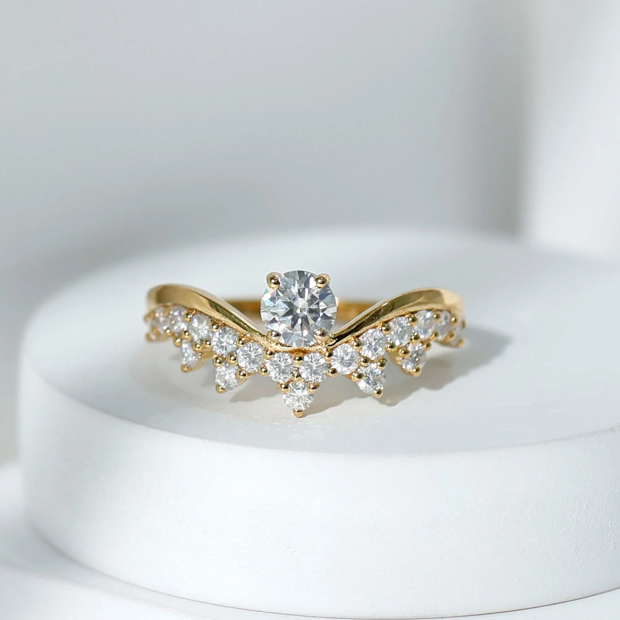 Designer Moissanite Curved Engagement Ring