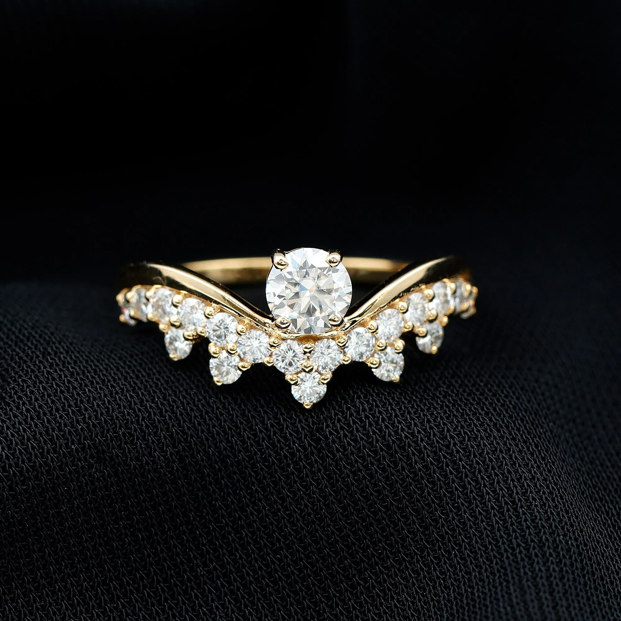 Designer Moissanite Curved Engagement Ring