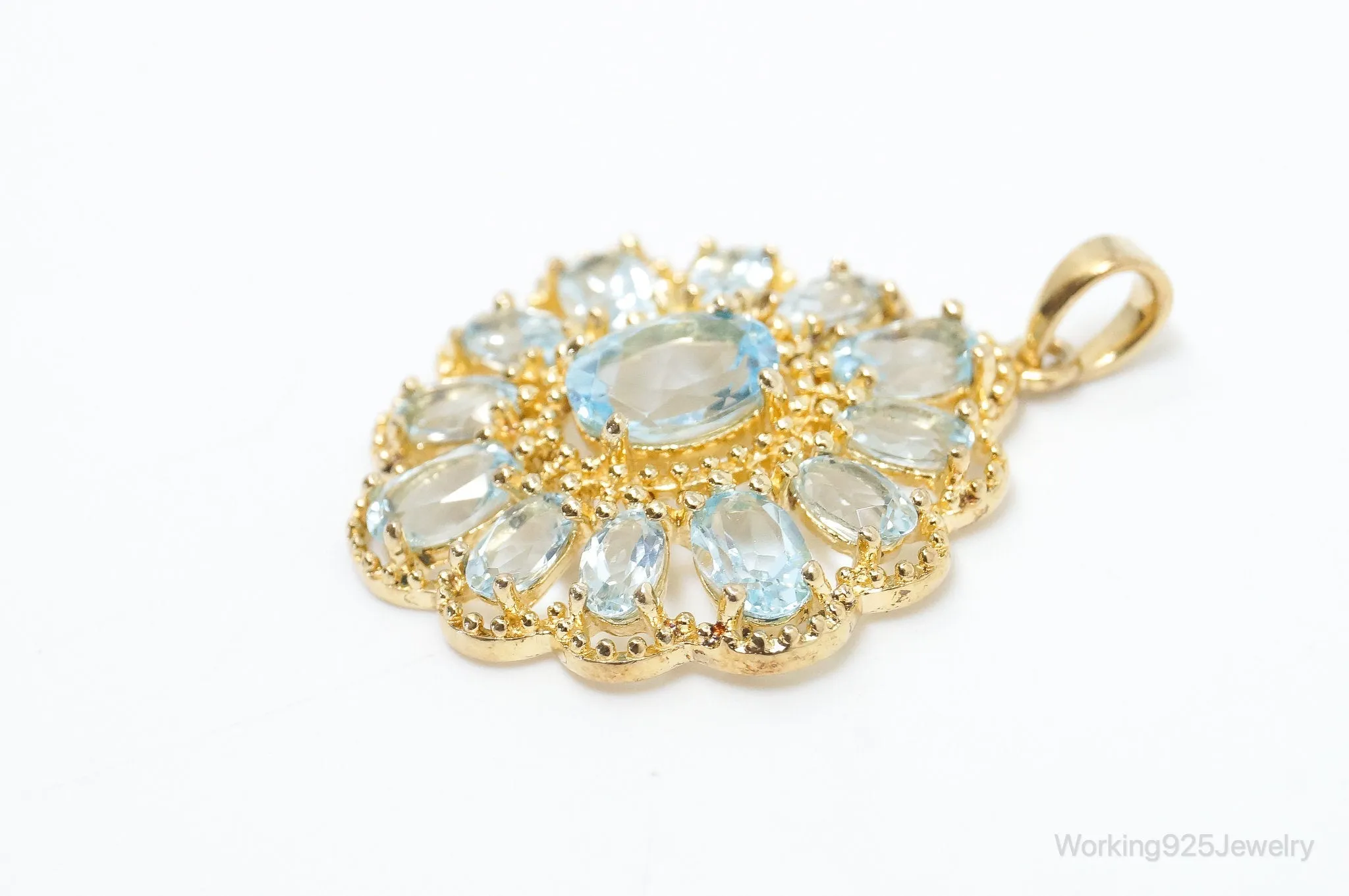 Designer Ross Simons Blue Topaz Gold Over Sterling Silver Pendant