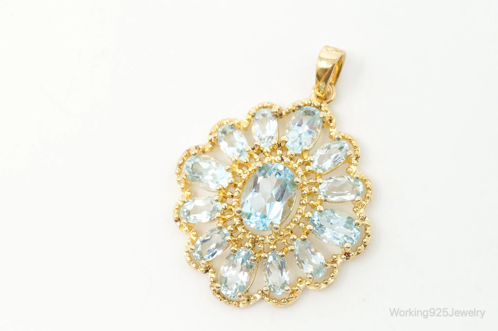 Designer Ross Simons Blue Topaz Gold Over Sterling Silver Pendant