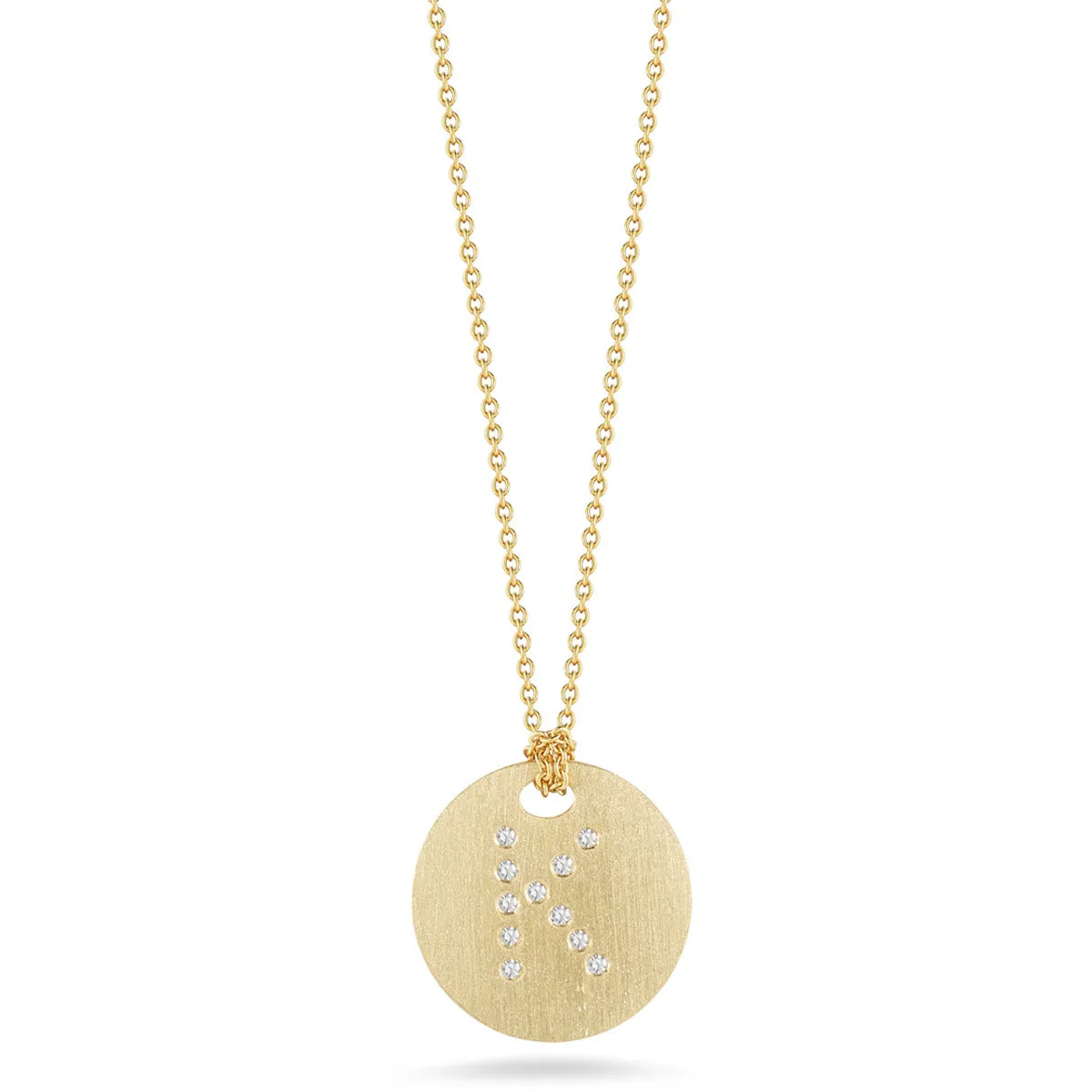 Disc Pendant with Diamond Initial K