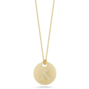 Disc Pendant with Diamond Initial K
