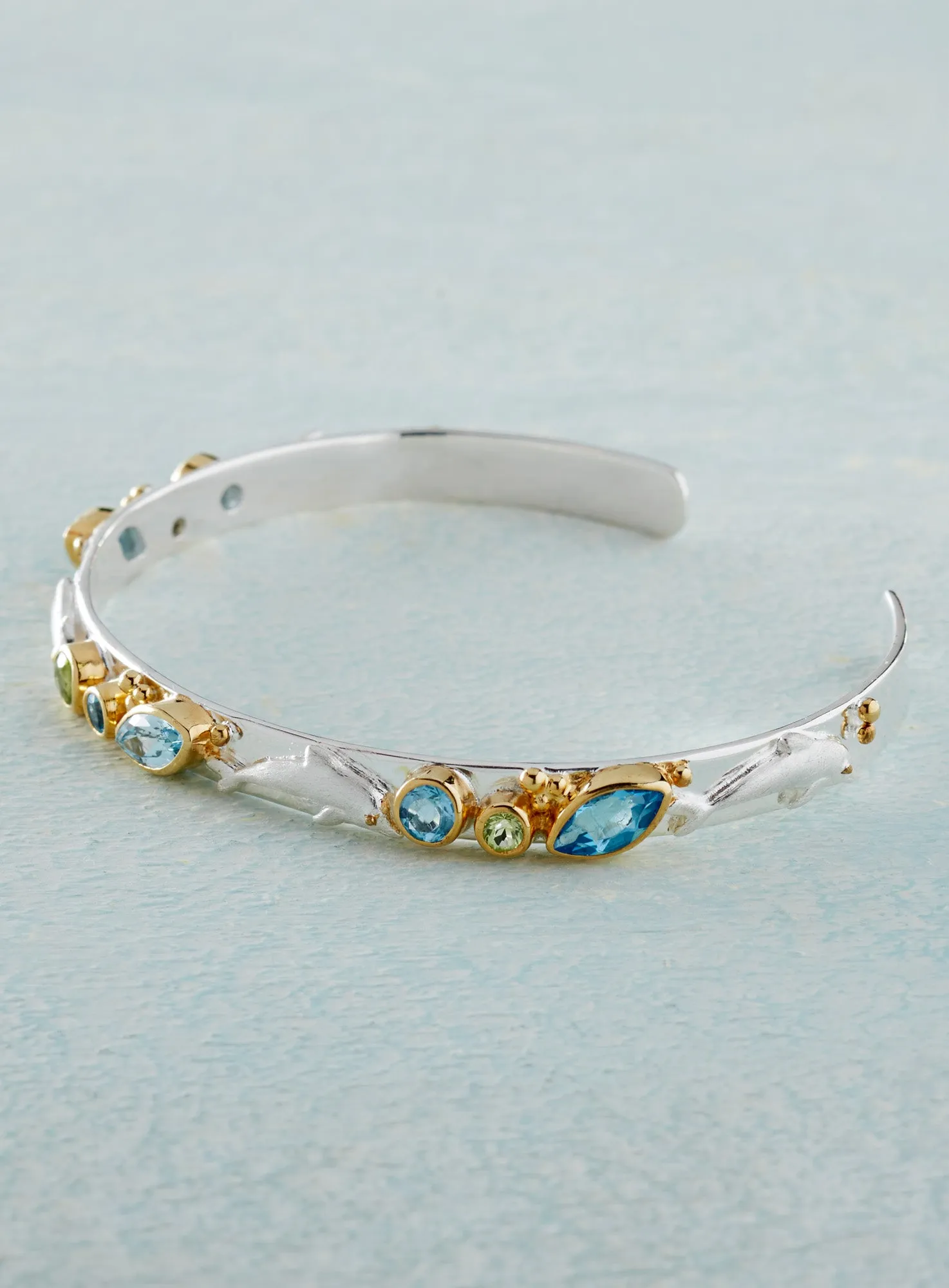 Dolphin Gemstone Cuff Bracelet