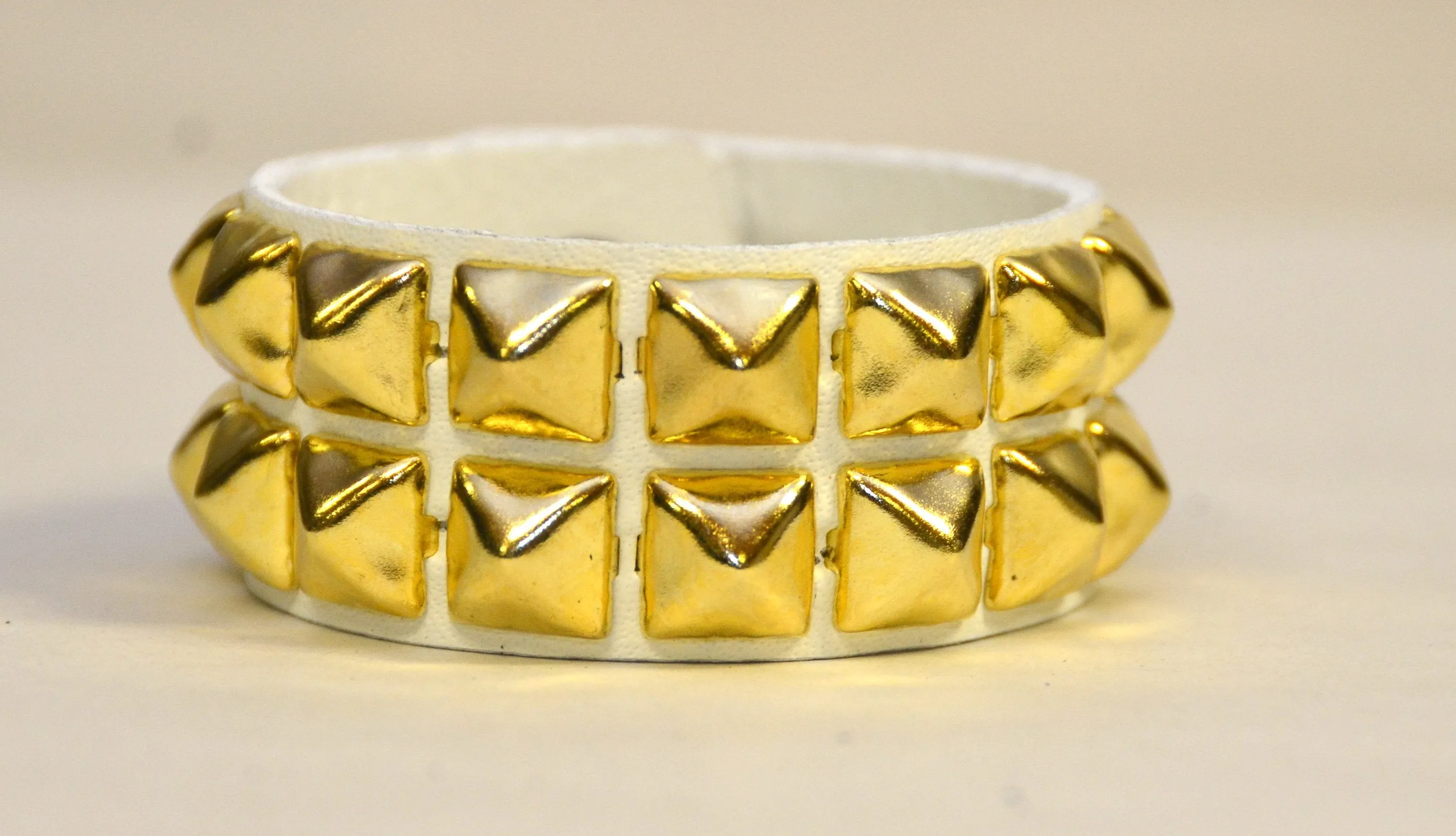 Double Row Studded Bracelet White