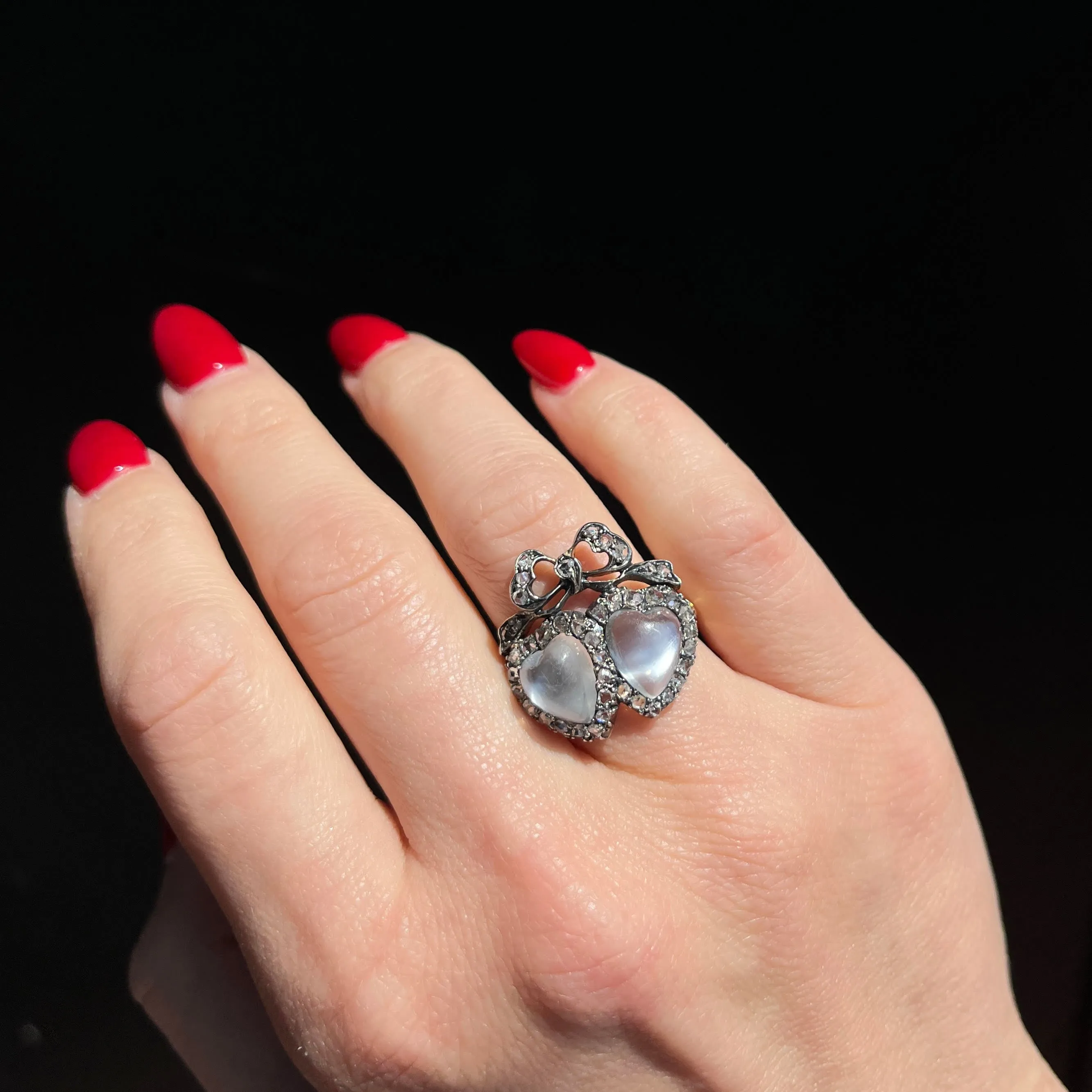 Early 1800s Georgian Moonstone and Diamond Ring