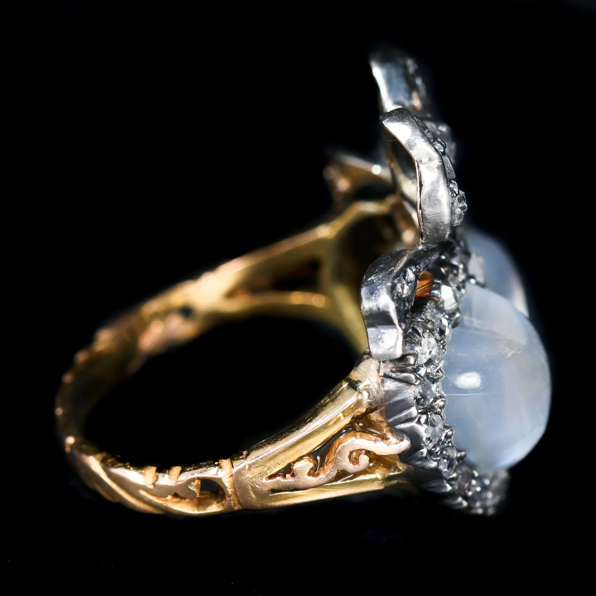Early 1800s Georgian Moonstone and Diamond Ring