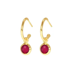 Earrings - Huggie Hoops in Ruby