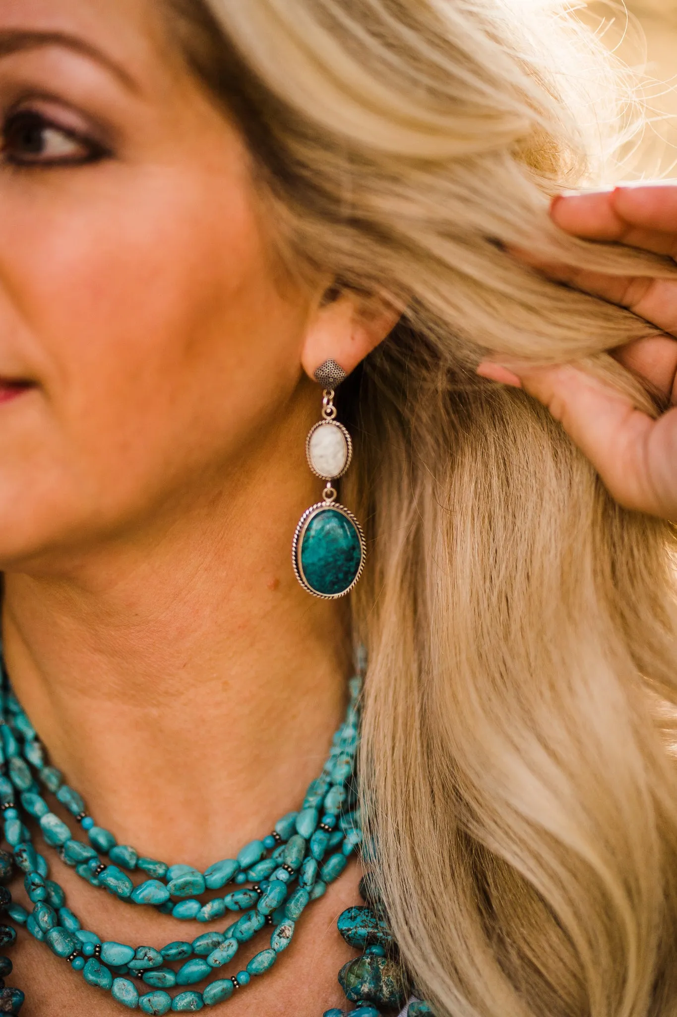 Earrings, Turquoise Ovals in Sterling Silver - Sale!