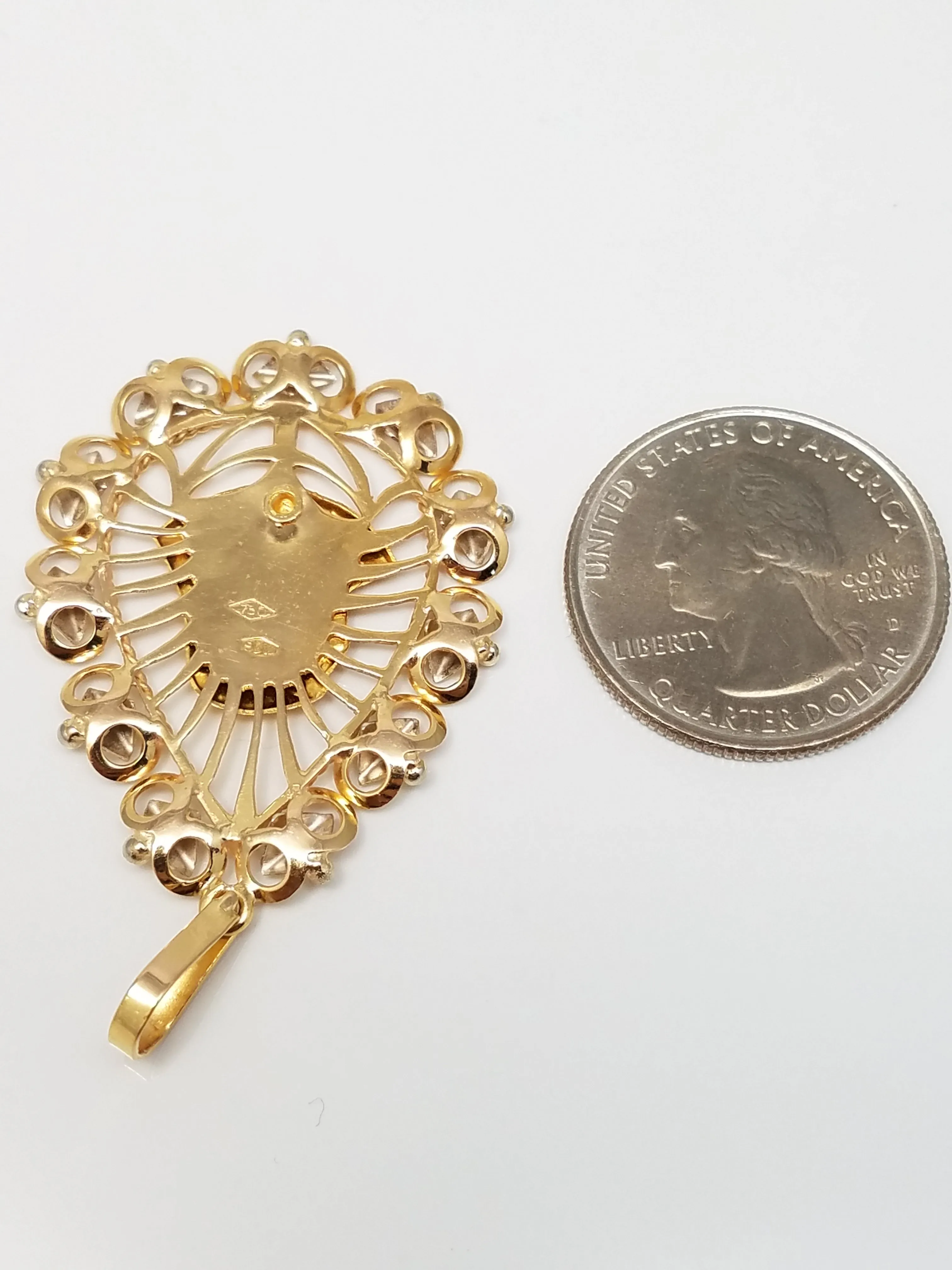 Elegant 18k Two Tone Gold Madonna Pendant Italy