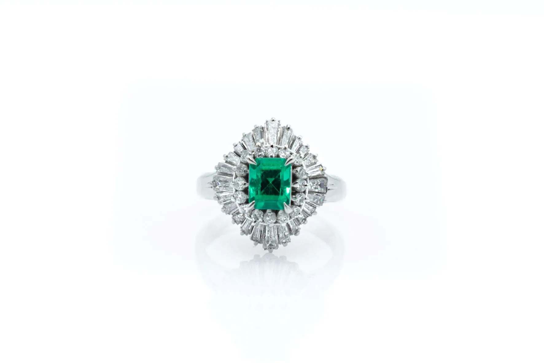 Emerald Cut Emerald and Diamond Ring