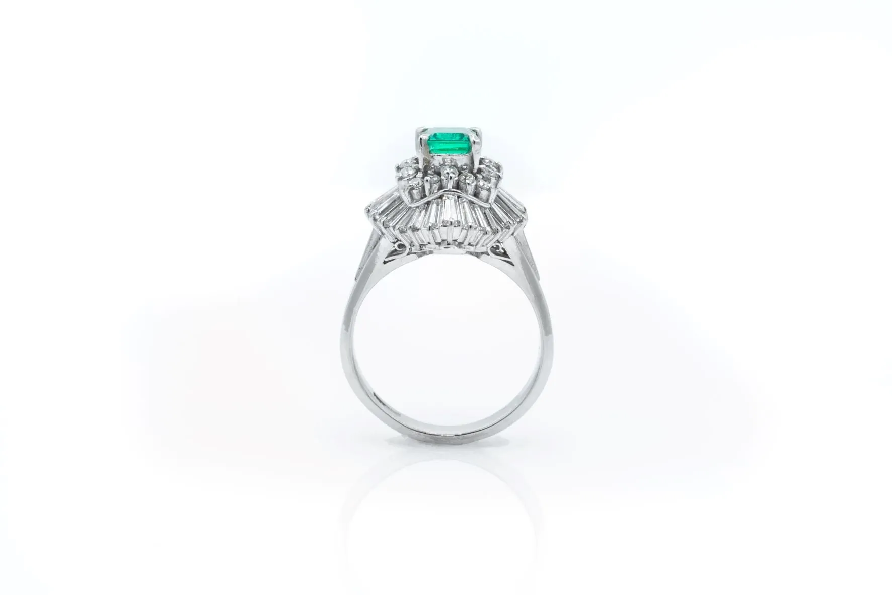 Emerald Cut Emerald and Diamond Ring