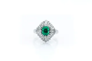Emerald Cut Emerald and Diamond Ring