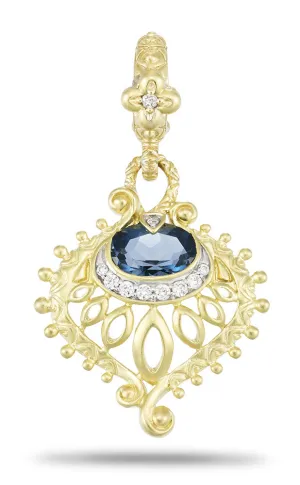 Enchancer bail. Peacock Charm – London Blue Topaz & Diamond.50% non-refundable deposit