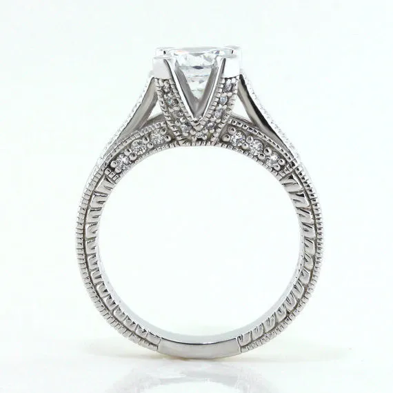 Engraved Engagement Ring - Royal Crown
