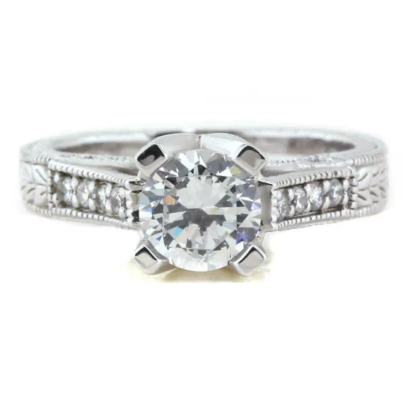 Engraved Engagement Ring - Royal Crown