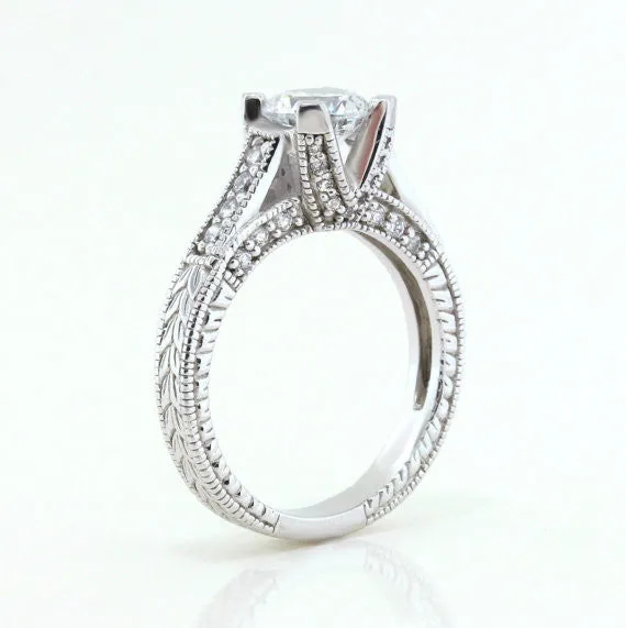 Engraved Engagement Ring - Royal Crown