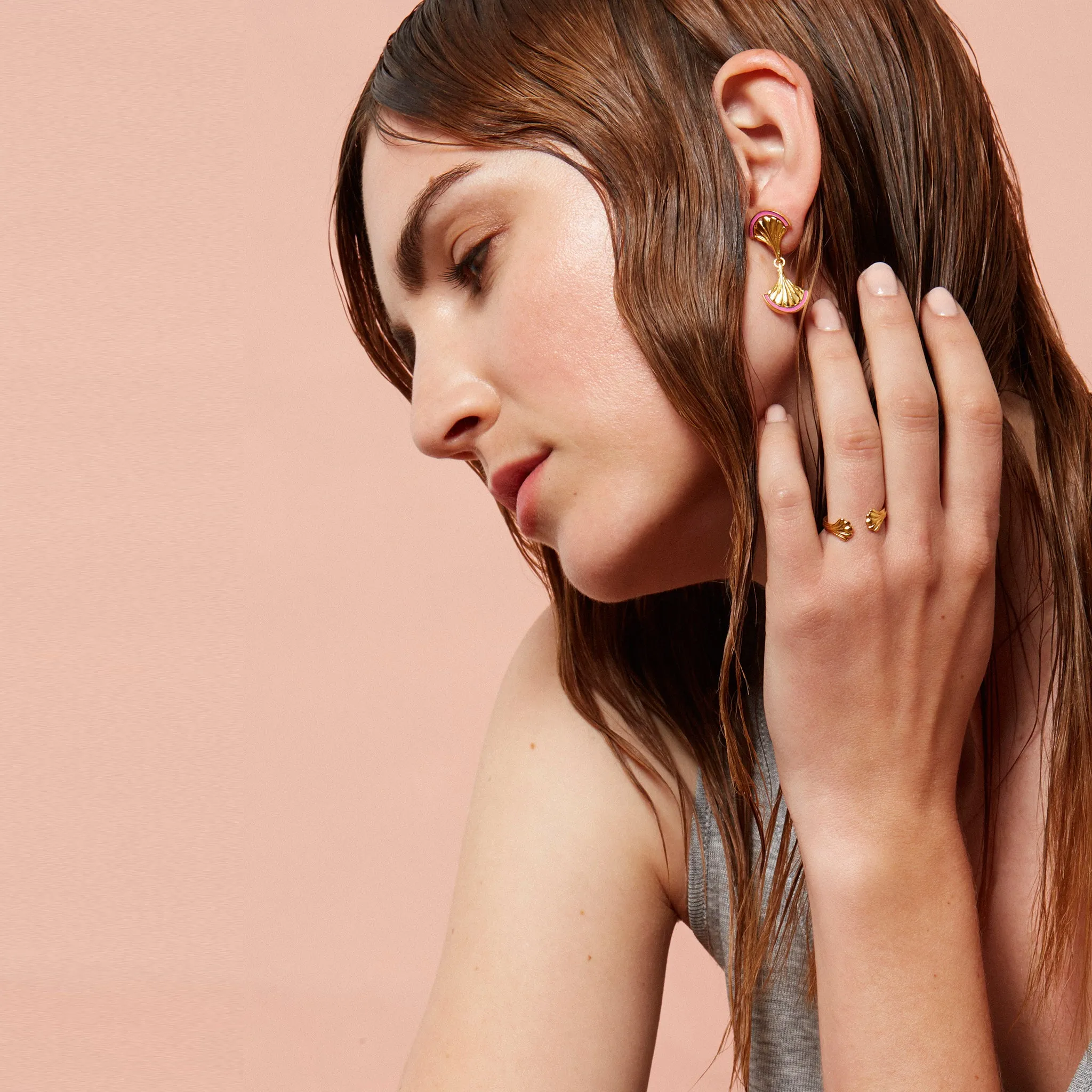Facade Mirror Shell Drop Earrings