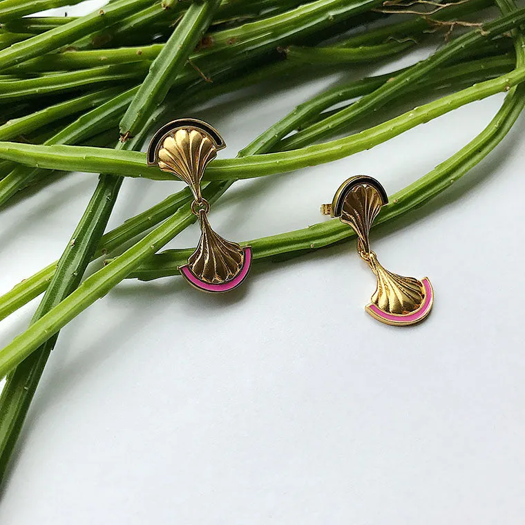 Facade Mirror Shell Drop Earrings