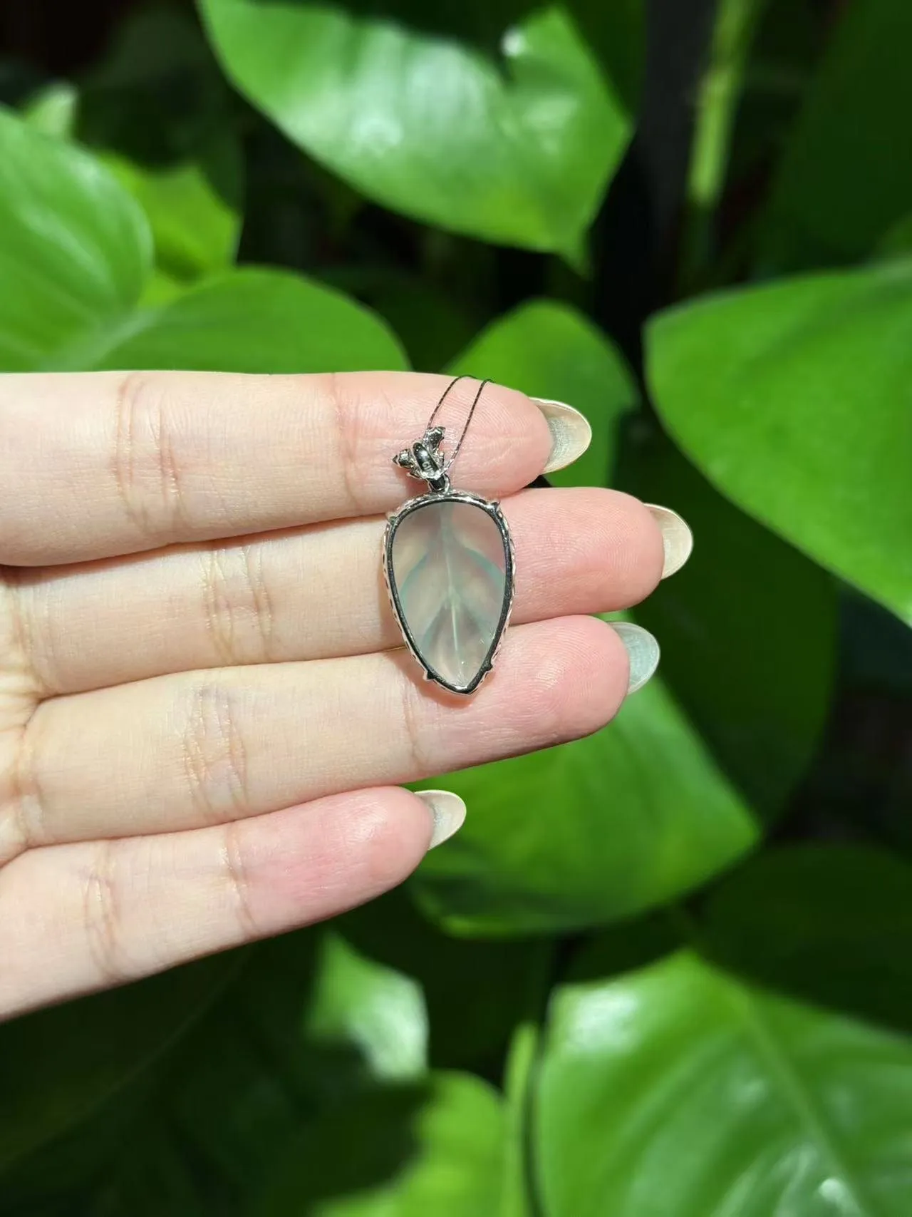 FB Live "18k Natural Light Green Icy Jadeite Jade Leaf Necklace w/ natural diamonds" (Live Pick) (11/26/24)