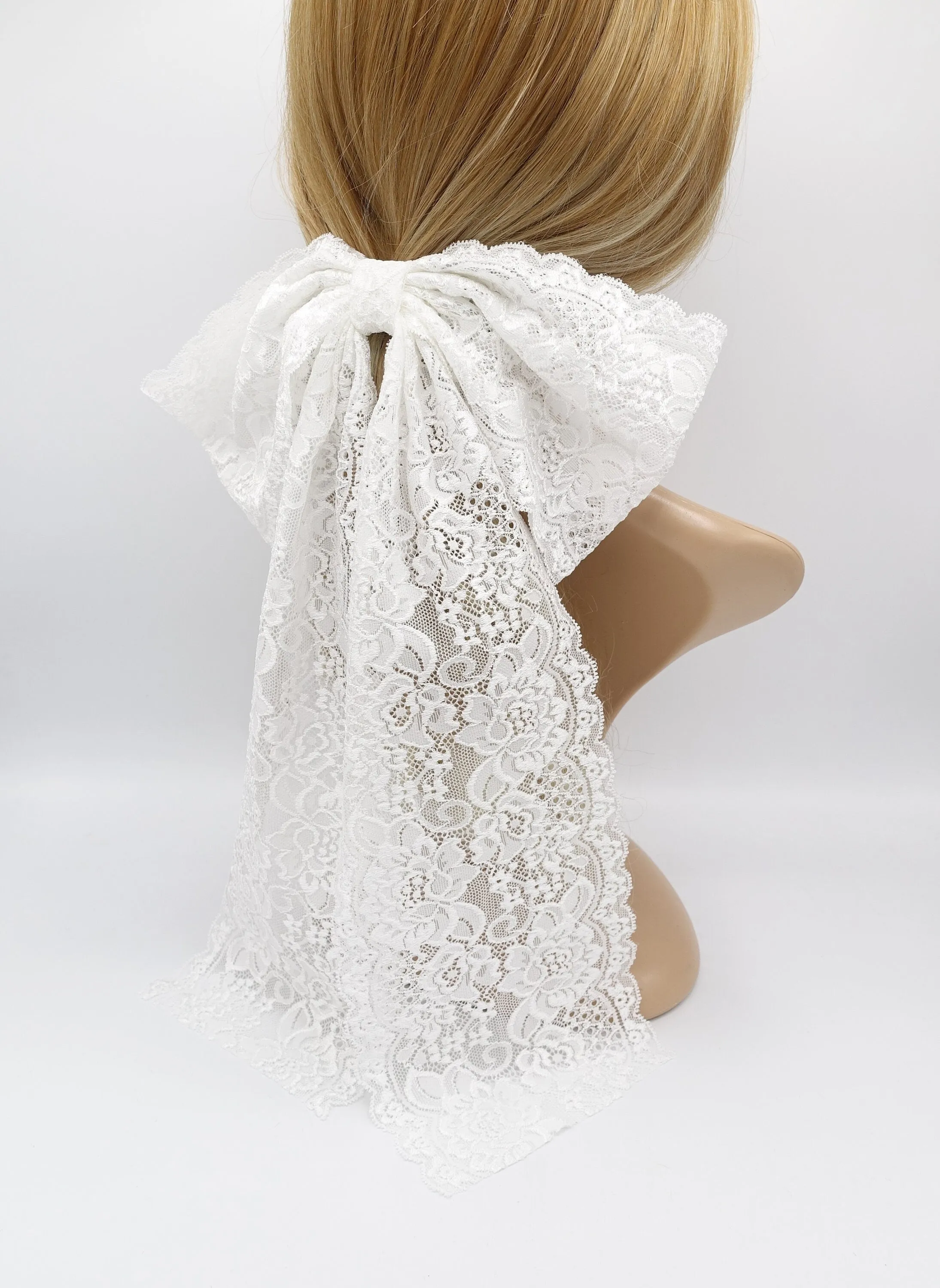 floral lace hair bow wedding hair bow for women