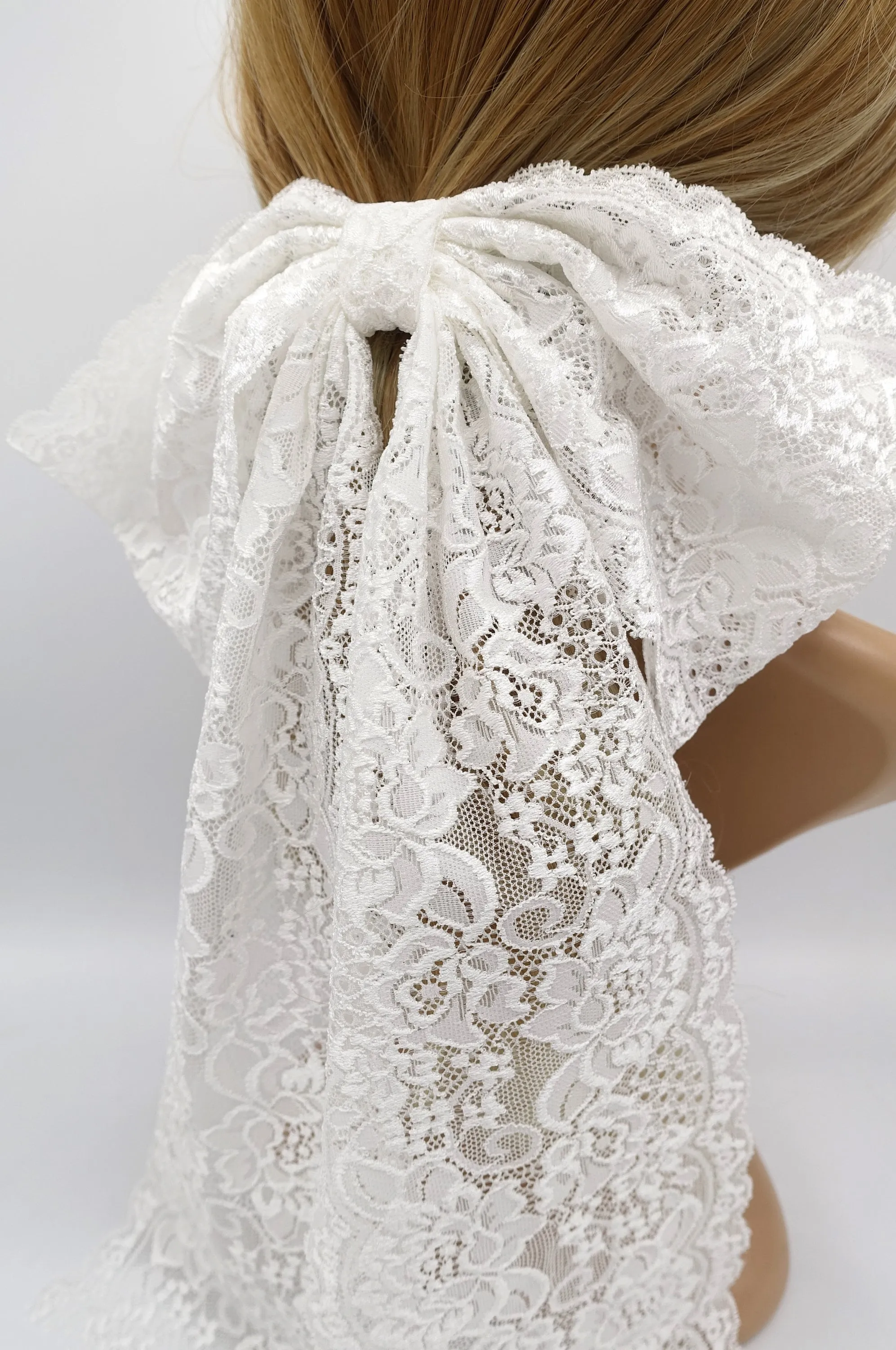 floral lace hair bow wedding hair bow for women