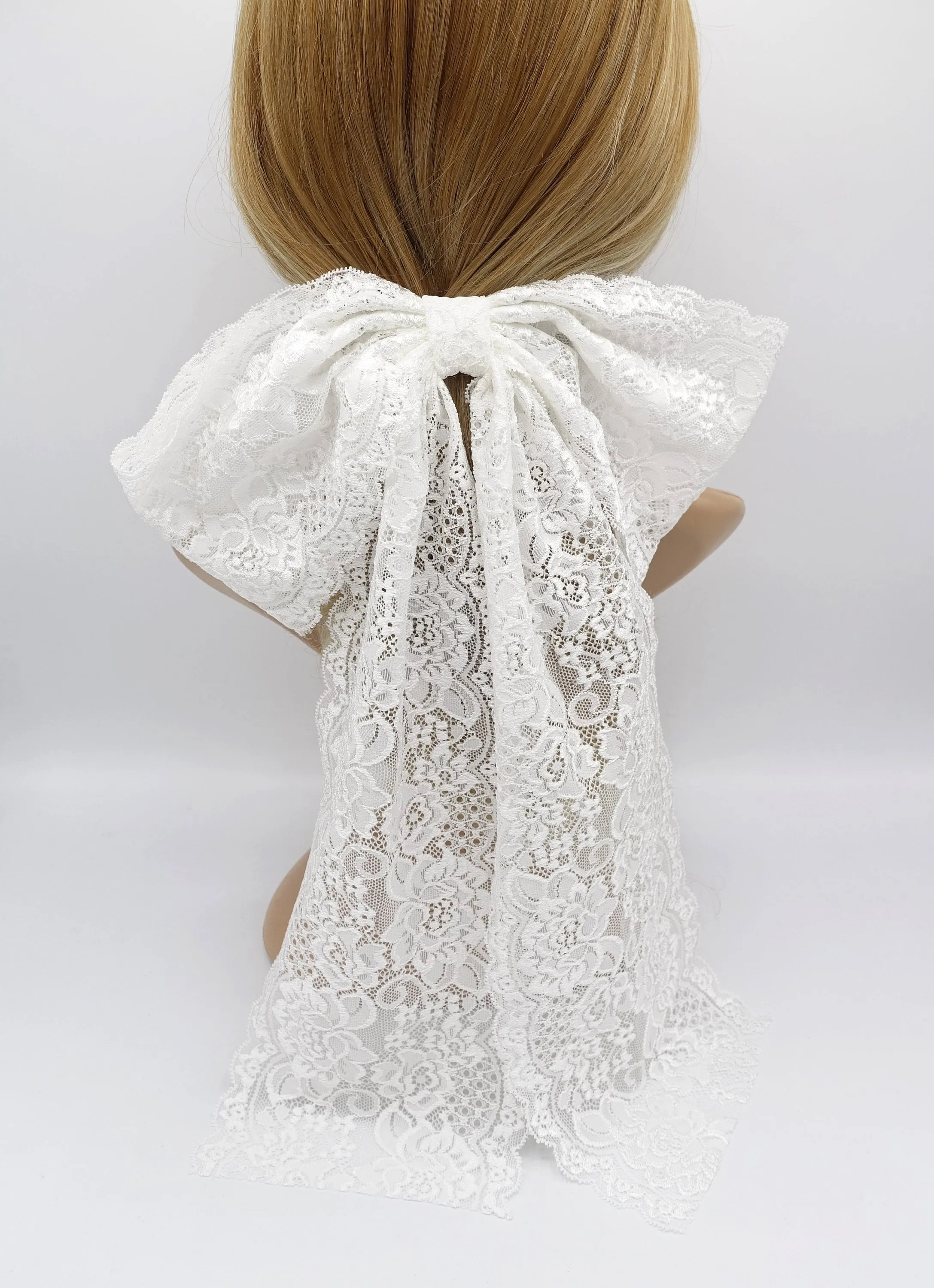 floral lace hair bow wedding hair bow for women